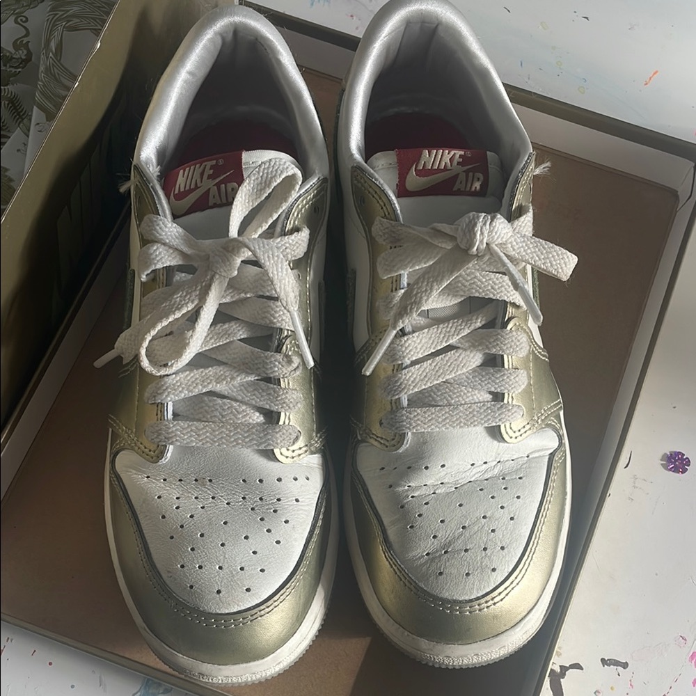Nike Air Metallic Gold and White Sneakers